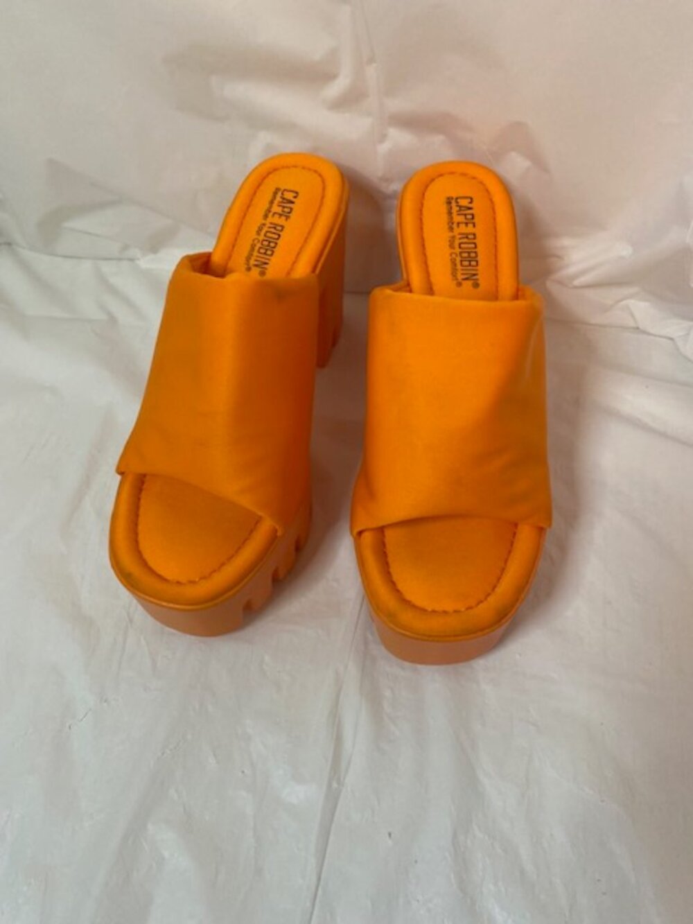 Cape Robbin Chunky Platform Block Heel - Slip On, Orange, Women's size 8